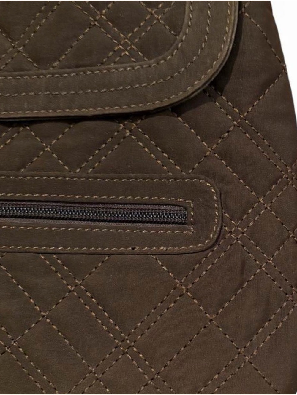 Vera Bradley Espresso Brown quilted shoulder bag with diamond stitching - Picture 3 of 8
